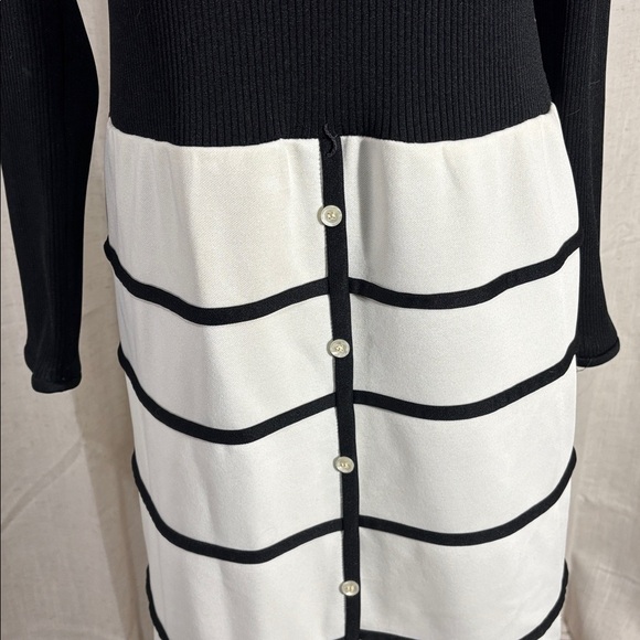 Vintage 60s Ayres Unlimited Black and White Poly Maxi Dress - Picture 5 of 8